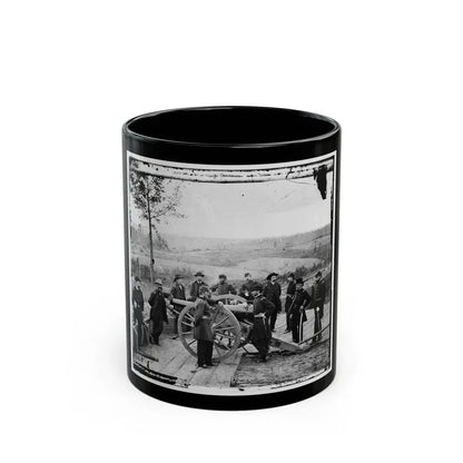 Atlanta, Ga. Gen. William T. Sherman, Leaning On Breach Of Gun, And Staff At Federal Fort No. 7 (U.S. Civil War) Black Coffee Mug 11oz - Go Mug Yourself
