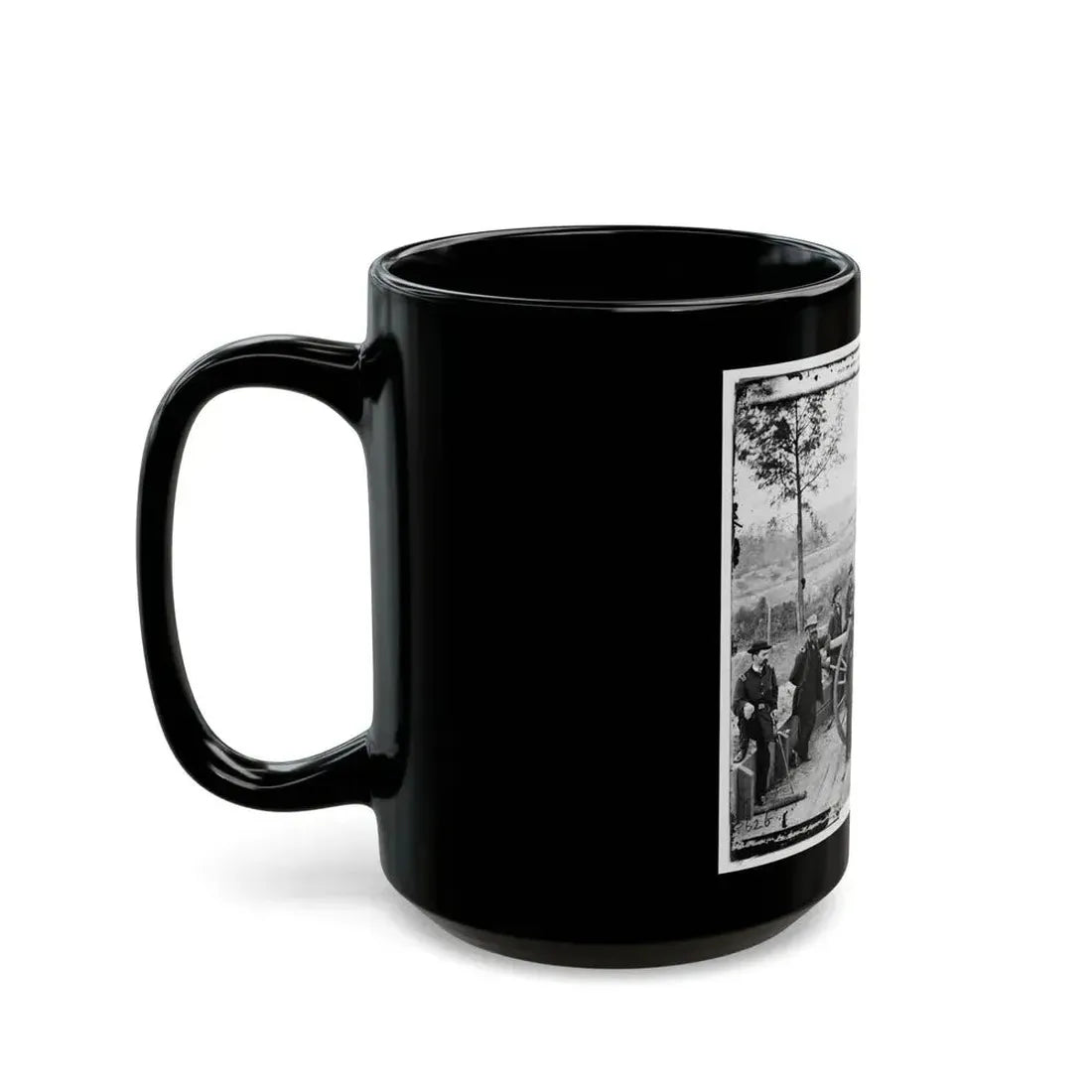 Atlanta, Ga. Gen. William T. Sherman, Leaning On Breach Of Gun, And Staff At Federal Fort No. 7 (U.S. Civil War) Black Coffee Mug - Go Mug Yourself