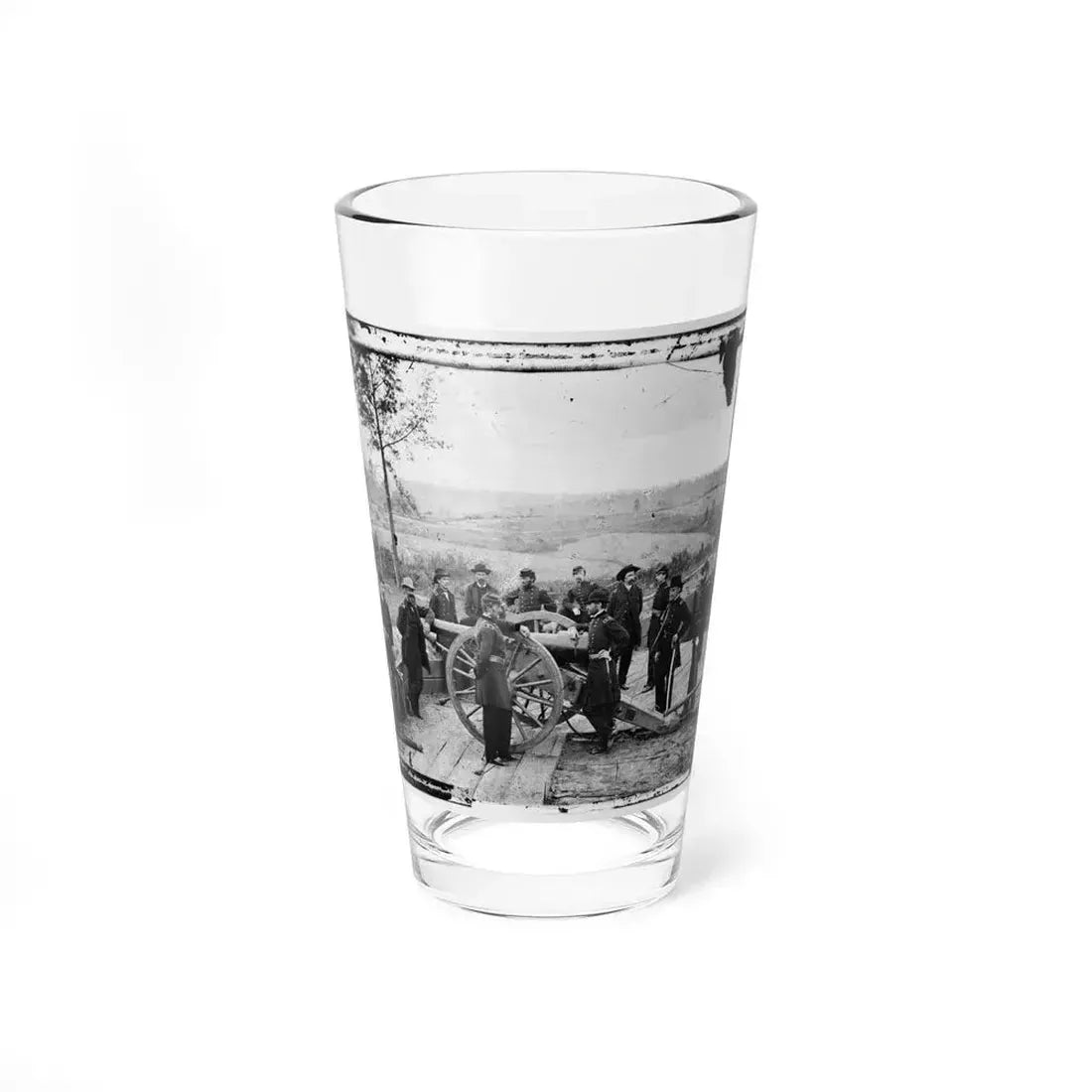 Atlanta, Ga. Gen. William T. Sherman, Leaning On Breach Of Gun, And Staff At Federal Fort No. 7 (U.S. Civil War) Pint Glass 16oz 16oz - Go Mug Yourself