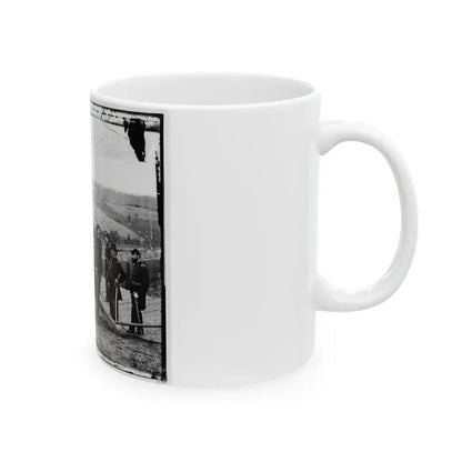 Atlanta, Ga. Gen. William T. Sherman, Leaning On Breach Of Gun, And Staff At Federal Fort No. 7 (U.S. Civil War) White Coffee Mug - Go Mug Yourself