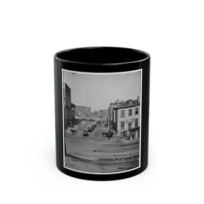 Atlanta, Ga. Northward View Across The Tracks On Whitehall Street, With Wagon Train (U.S. Civil War) Black Coffee Mug 11oz - Go Mug Yourself