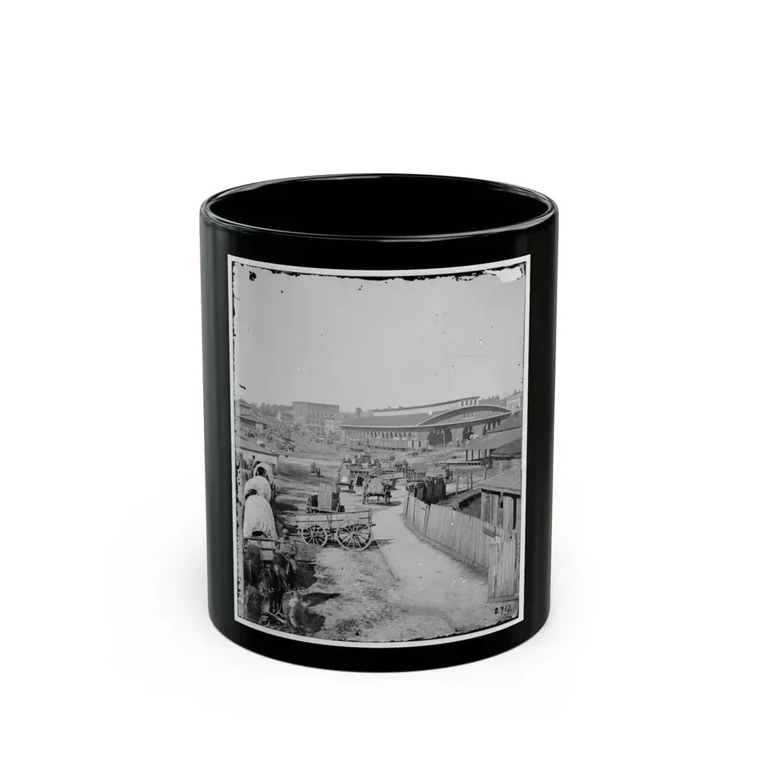 Atlanta, Ga. Railroad Depot; A Nearer View (U.S. Civil War) Black Coffee Mug - Go Mug Yourself