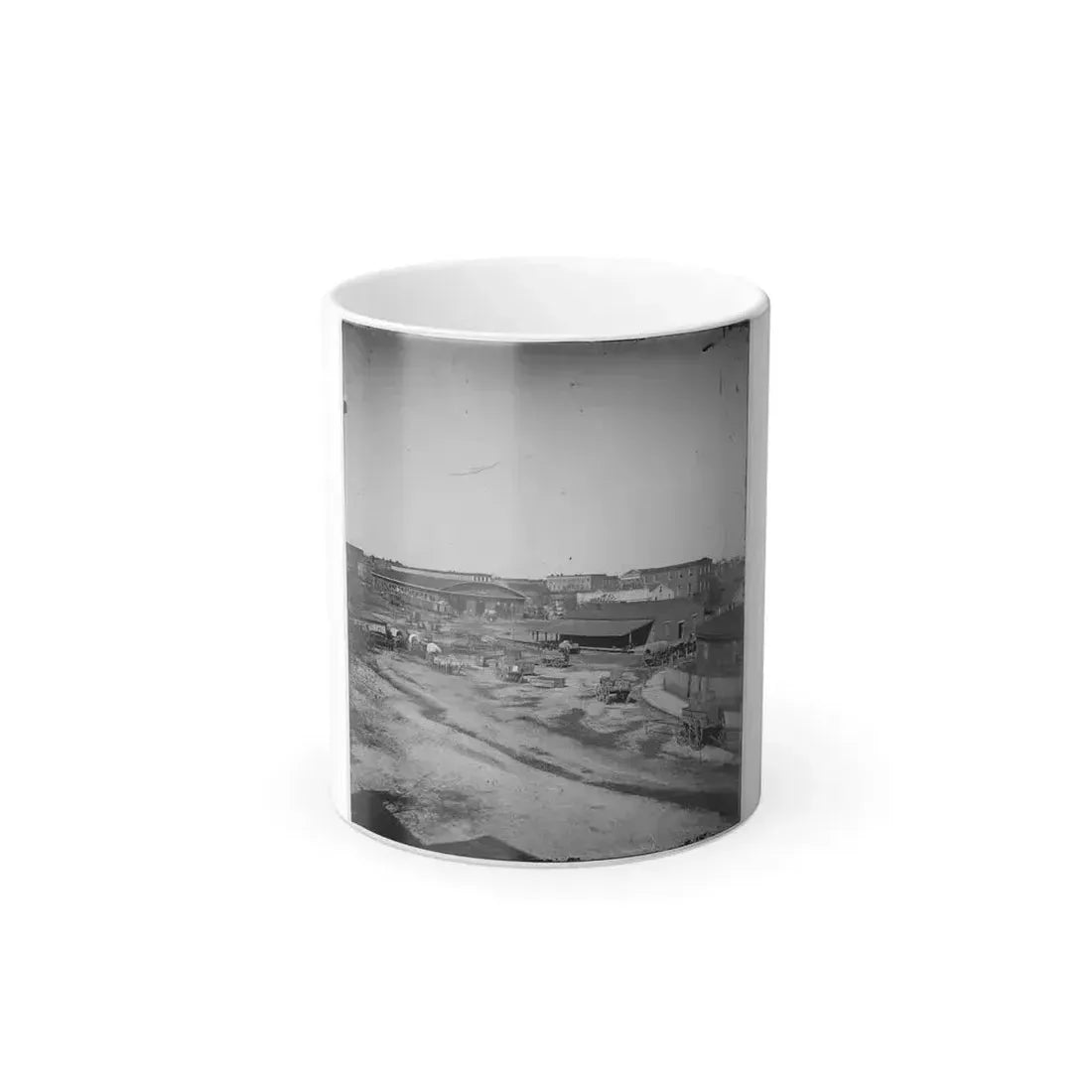 Atlanta, Ga. Railroad Depot and Yard; Trout House and Masonic Hall in Background (U.S. Civil War) Color Changing Coffee Mug 11oz Default Title 11oz - Go Mug Yourself