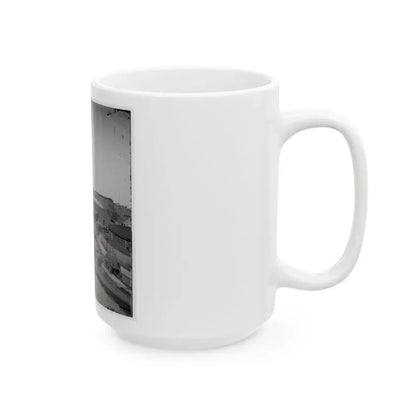 Atlanta, Ga. Railroad Depot And Yard; Trout House And Masonic Hall In Background (U.S. Civil War) White Coffee Mug - Go Mug Yourself