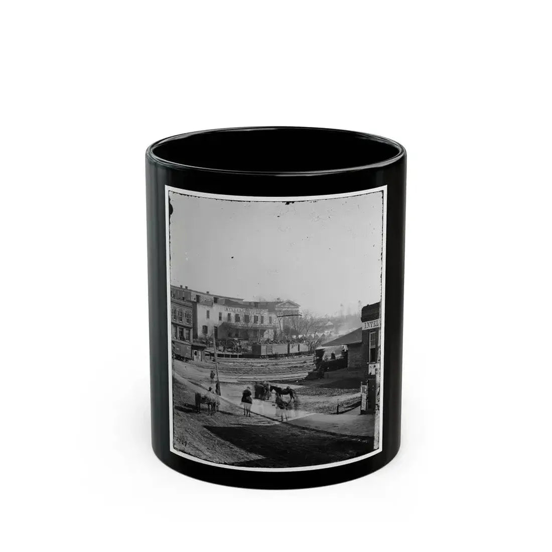 Atlanta, Ga. Soldiers On Boxcars At Railroad Depot (U.S. Civil War) Black Coffee Mug 11oz - Go Mug Yourself