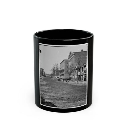 Atlanta, Ga. View On Decatur Street, Showing Trout House And Masonic Hall (U.S. Civil War) Black Coffee Mug 11oz - Go Mug Yourself