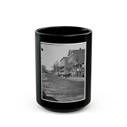 Atlanta, Ga. View On Decatur Street, Showing Trout House And Masonic Hall (U.S. Civil War) Black Coffee Mug 15oz - Go Mug Yourself