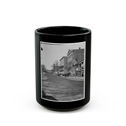 Atlanta, Ga. View On Decatur Street, Showing Trout House And Masonic Hall (U.S. Civil War) Black Coffee Mug 15oz - Go Mug Yourself