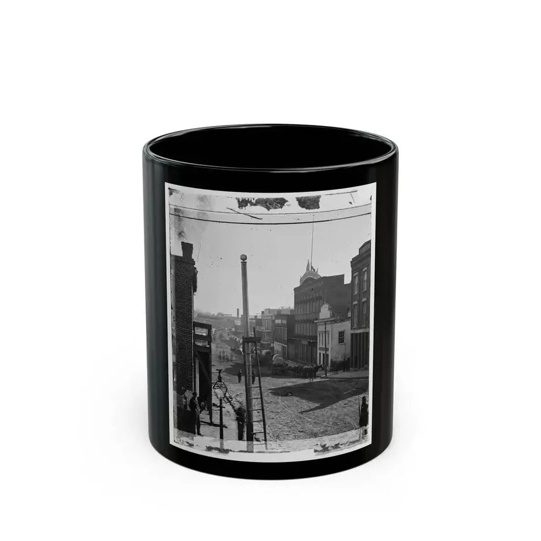 Atlanta, Ga. Wagon Train On Marietta Street (U.S. Civil War) Black Coffee Mug 11oz - Go Mug Yourself
