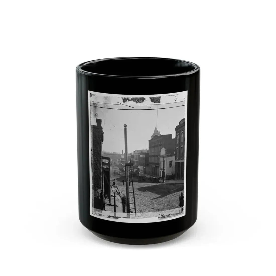 Atlanta, Ga. Wagon Train On Marietta Street (U.S. Civil War) Black Coffee Mug 15oz - Go Mug Yourself