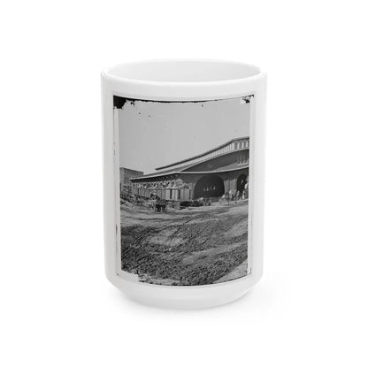 Atlanta, Ga. Boxcars With Refugees At Railroad Depot (U.S. Civil War) White Coffee Mug-15oz-Go Mug Yourself