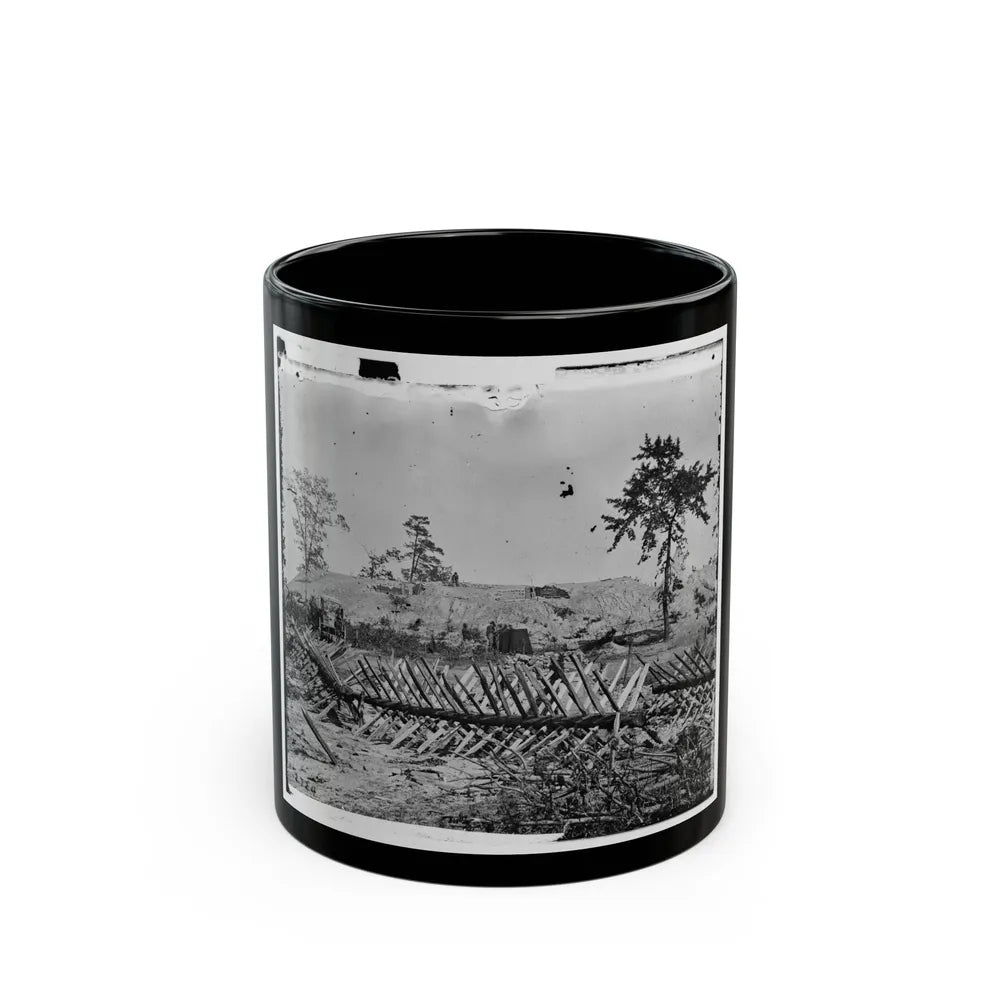 Atlanta, Ga. Chevaux-De-Frise On Marietta Street; Photographic Wagons And Darkroom Beyond (U.S. Civil War) Black Coffee Mug-11oz-Go Mug Yourself