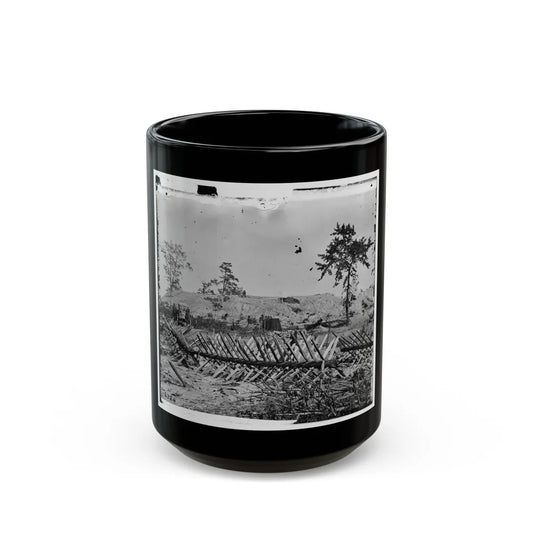 Atlanta, Ga. Chevaux-De-Frise On Marietta Street; Photographic Wagons And Darkroom Beyond (U.S. Civil War) Black Coffee Mug-15oz-Go Mug Yourself