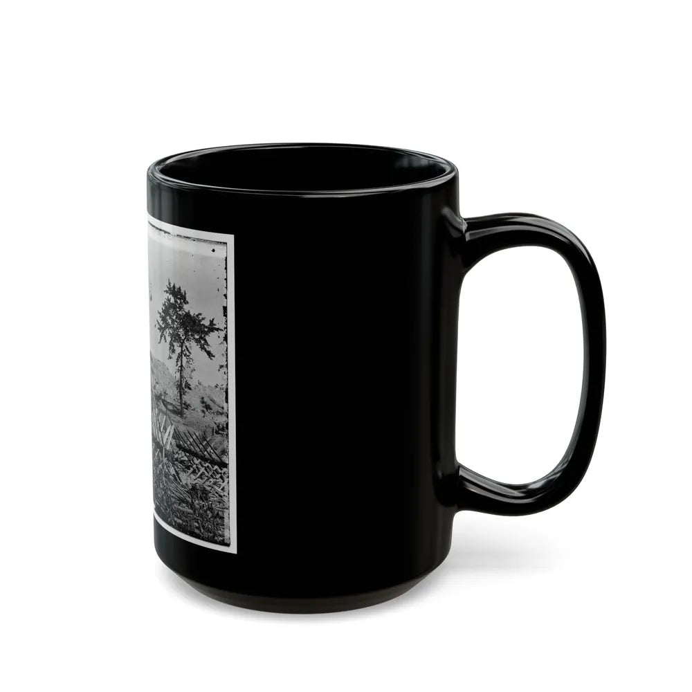 Atlanta, Ga. Chevaux-De-Frise On Marietta Street; Photographic Wagons And Darkroom Beyond (U.S. Civil War) Black Coffee Mug-Go Mug Yourself