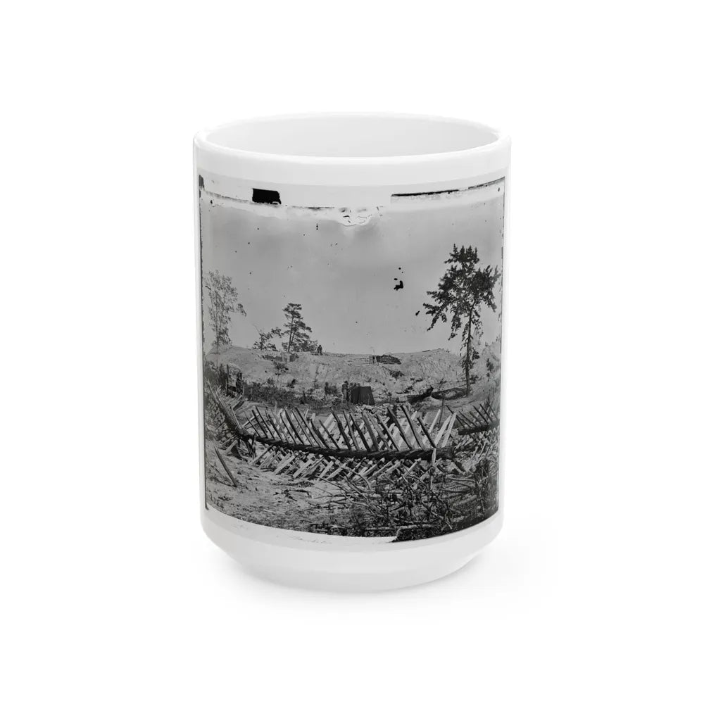 Atlanta, Ga. Chevaux-De-Frise On Marietta Street; Photographic Wagons And Darkroom Beyond (U.S. Civil War) White Coffee Mug-15oz-Go Mug Yourself