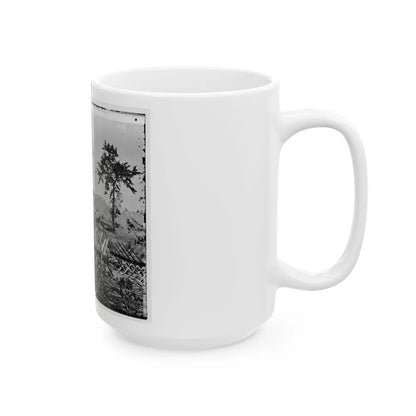 Atlanta, Ga. Chevaux-De-Frise On Marietta Street; Photographic Wagons And Darkroom Beyond (U.S. Civil War) White Coffee Mug-Go Mug Yourself