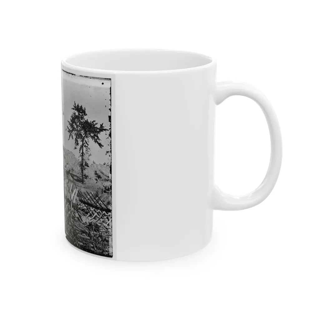 Atlanta, Ga. Chevaux-De-Frise On Marietta Street; Photographic Wagons And Darkroom Beyond (U.S. Civil War) White Coffee Mug-Go Mug Yourself