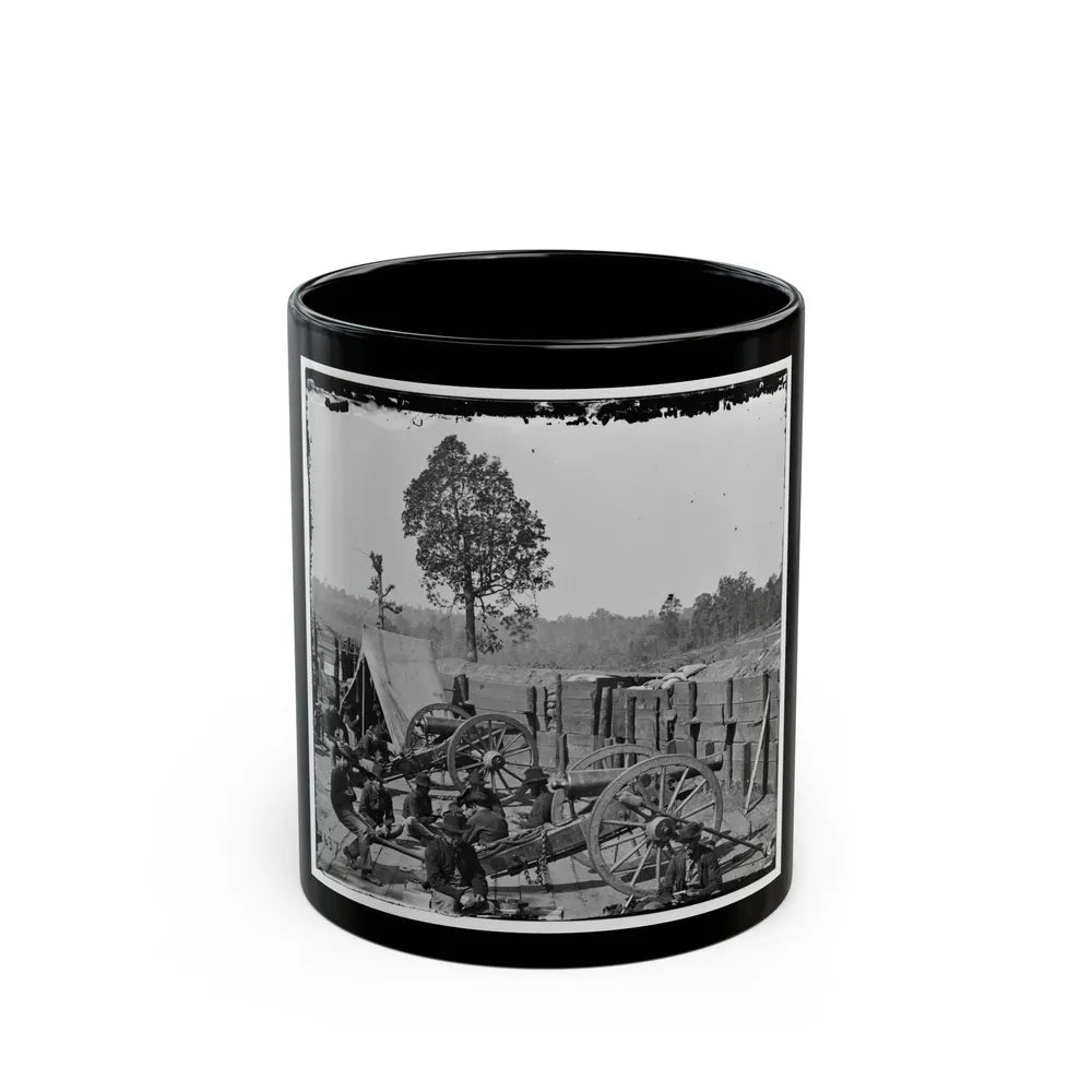 Atlanta, Ga. Federal Soldiers Relaxing By Guns Of Captured Fort (U.S. Civil War) Black Coffee Mug-11oz-Go Mug Yourself