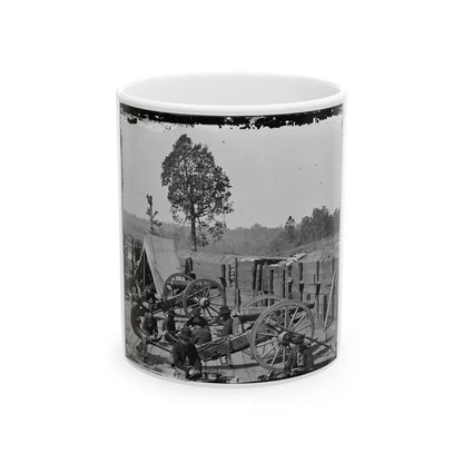 Atlanta, Ga. Federal Soldiers Relaxing By Guns Of Captured Fort (U.S. Civil War) White Coffee Mug-11oz-Go Mug Yourself