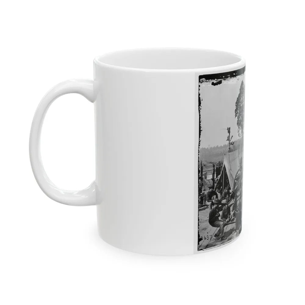 Atlanta, Ga. Federal Soldiers Relaxing By Guns Of Captured Fort (U.S. Civil War) White Coffee Mug-Go Mug Yourself