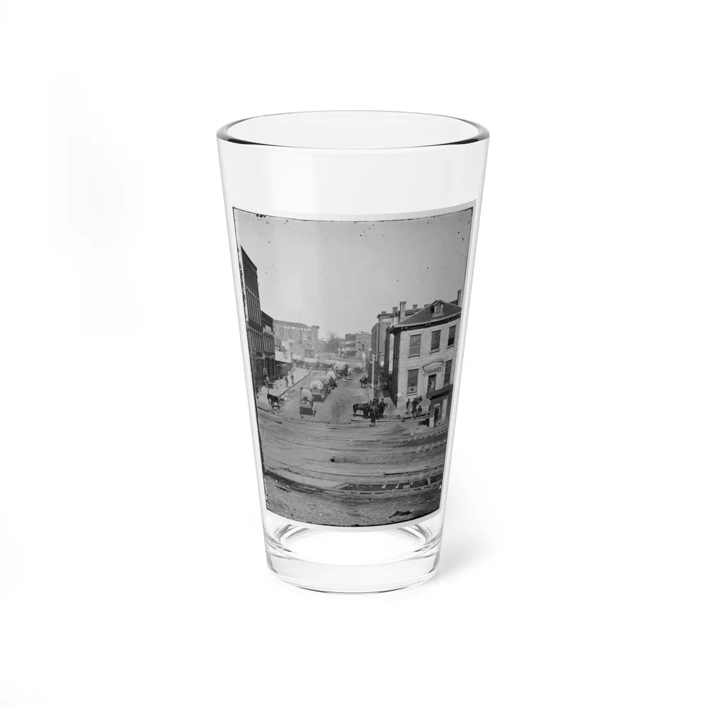 Atlanta, Ga. Northward View Across The Tracks On Whitehall Street, With Wagon Train (U.S. Civil War) Pint Glass 16oz-16oz-Go Mug Yourself