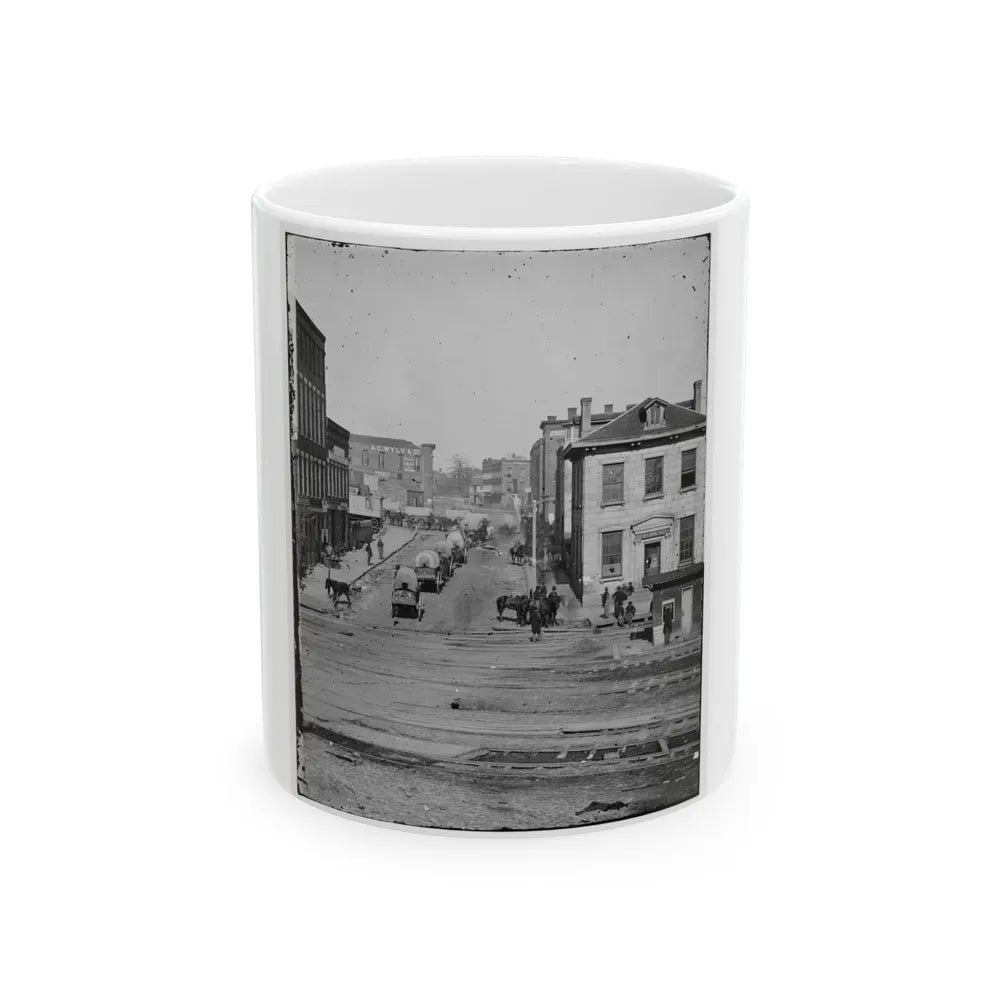 Atlanta, Ga. Northward View Across The Tracks On Whitehall Street, With Wagon Train (U.S. Civil War) White Coffee Mug-11oz-Go Mug Yourself