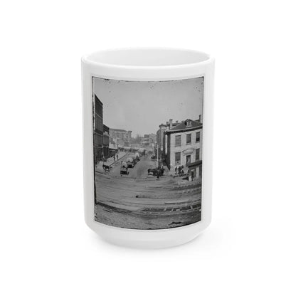 Atlanta, Ga. Northward View Across The Tracks On Whitehall Street, With Wagon Train (U.S. Civil War) White Coffee Mug-15oz-Go Mug Yourself