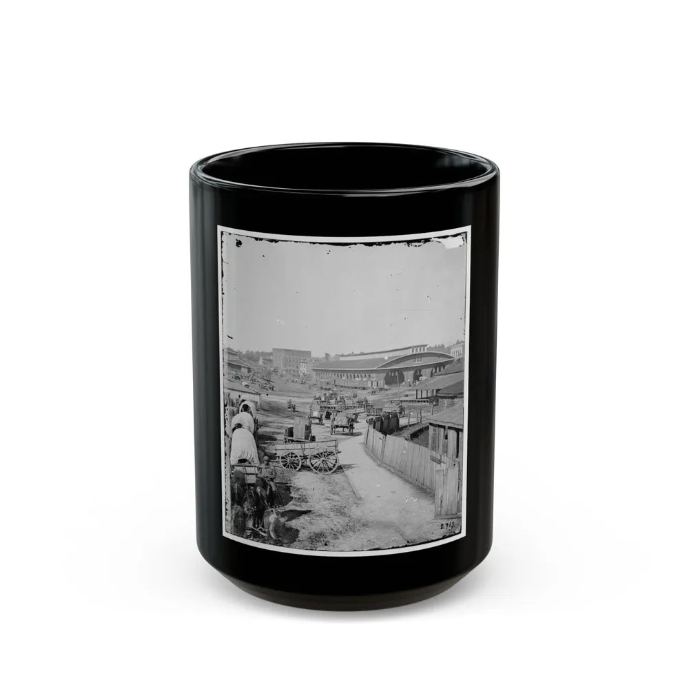 Atlanta, Ga. Railroad Depot; A Nearer View (U.S. Civil War) Black Coffee Mug-15oz-Go Mug Yourself