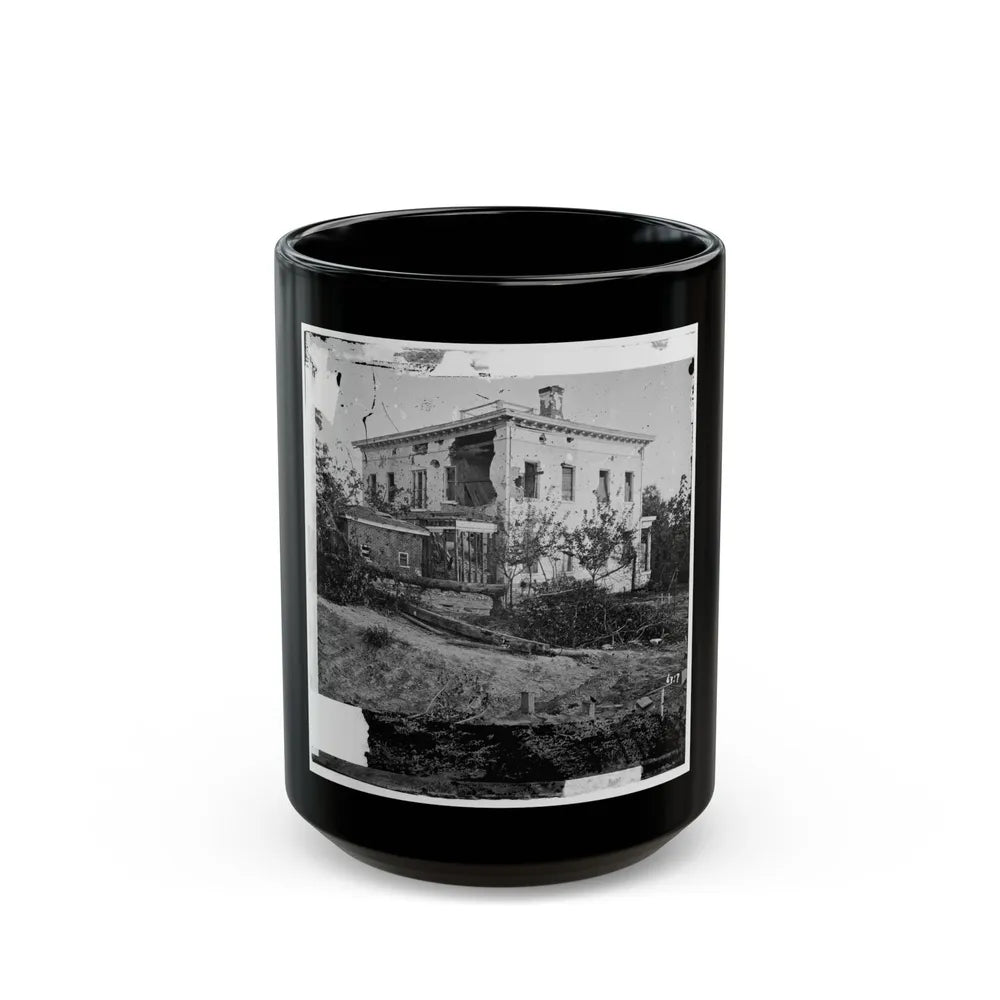 Atlanta, Ga. The Shell-Damaged Ponder House (U.S. Civil War) Black Coffee Mug-15oz-Go Mug Yourself