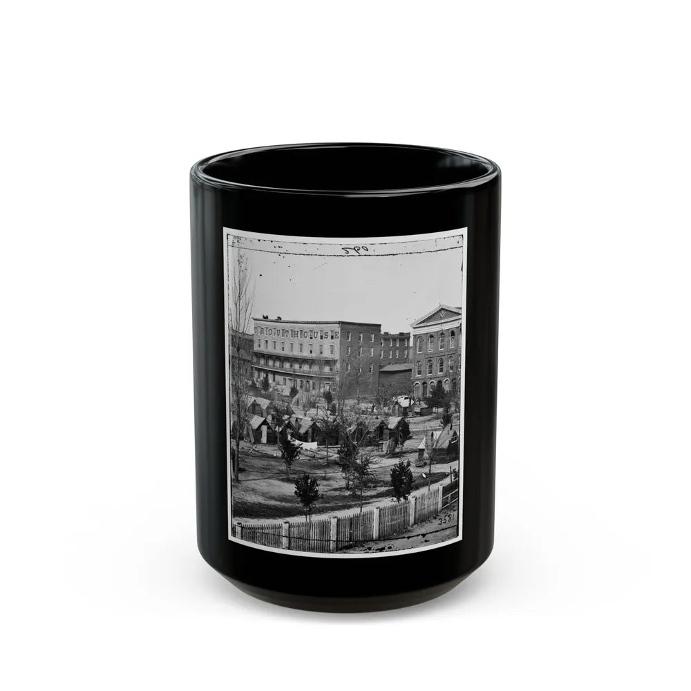 Atlanta, Ga. Trout House, Masonic Hall, And Federal Encampment On Decatur Street (U.S. Civil War) Black Coffee Mug-15oz-Go Mug Yourself