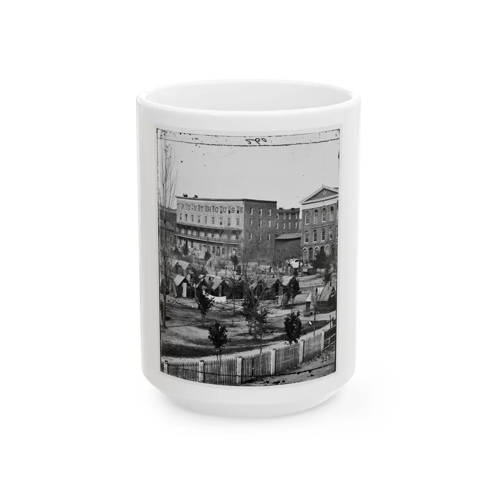 Atlanta, Ga. Trout House, Masonic Hall, And Federal Encampment On Decatur Street (U.S. Civil War) White Coffee Mug-15oz-Go Mug Yourself