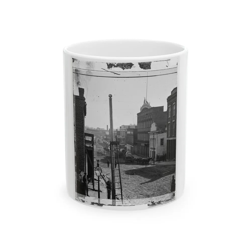 Atlanta, Ga. Wagon Train On Marietta Street (U.S. Civil War) White Coffee Mug-11oz-Go Mug Yourself