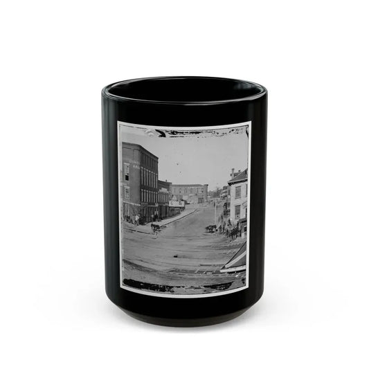 Atlanta, Georgia. Northward View Across The Tracks On Whitehall Street. Concert Hall On Left (U.S. Civil War) Black Coffee Mug 15oz - Go Mug Yourself