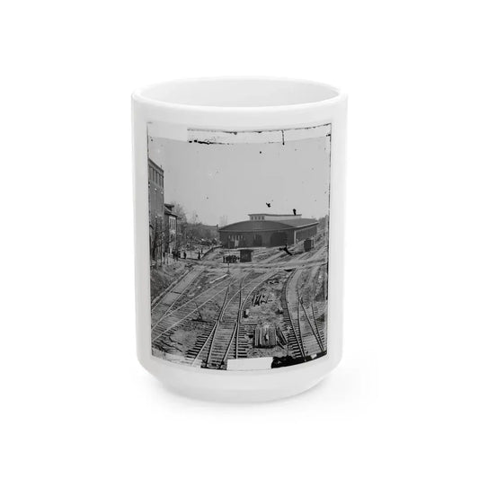 Atlanta, Georgia. Railroad Depot (U.S. Civil War) White Coffee Mug 15oz - Go Mug Yourself