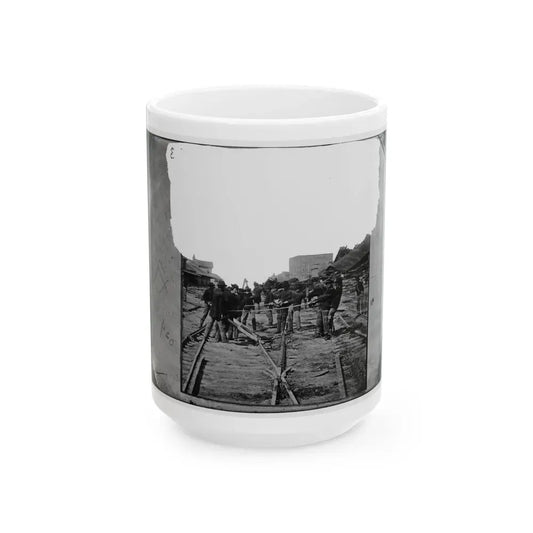 Atlanta, Georgia. Sherman's Men Tearing Up Railroad Track (U.S. Civil War) White Coffee Mug 15oz - Go Mug Yourself