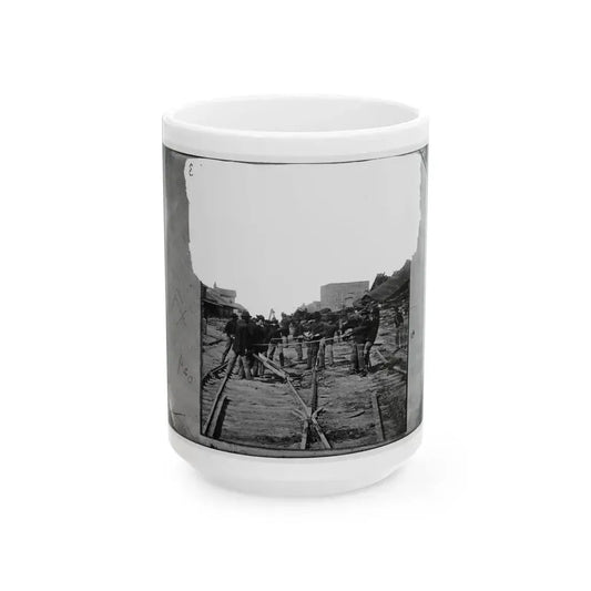 Atlanta, Georgia. Sherman's Men Tearing Up Railroad Track (U.S. Civil War) White Coffee Mug 15oz - Go Mug Yourself