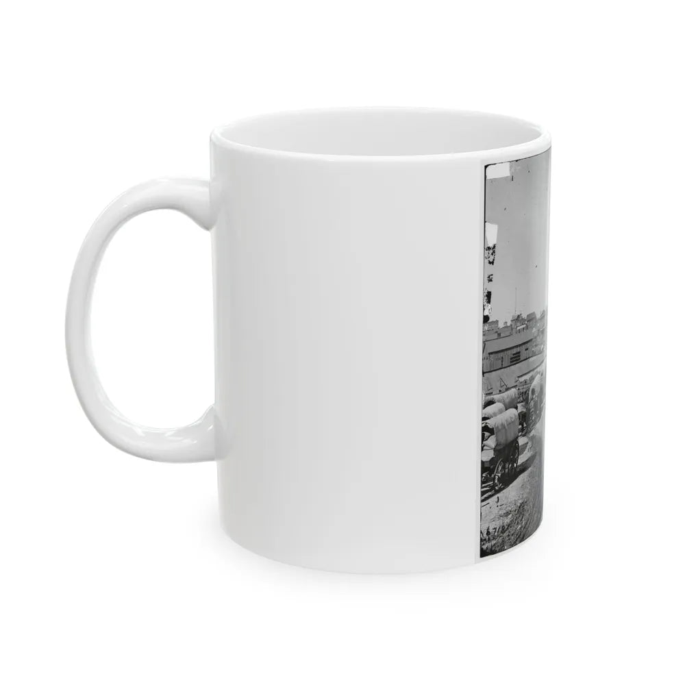 Atlanta, Georgia. Federal Army Wagons Railroad Depot (U.S. Civil War) White Coffee Mug-Go Mug Yourself