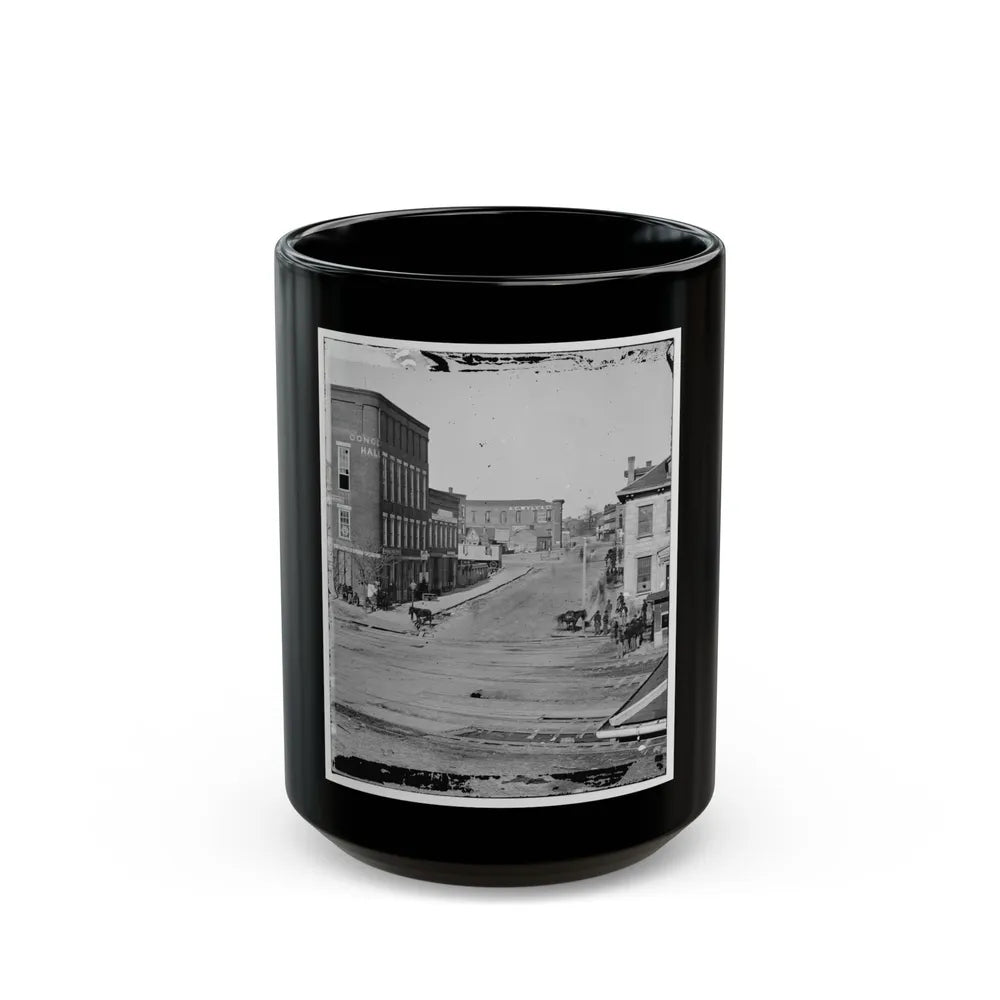 Atlanta, Georgia. Northward View Across The Tracks On Whitehall Street. Concert Hall On Left (U.S. Civil War) Black Coffee Mug-15oz-Go Mug Yourself