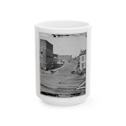 Atlanta, Georgia. Northward View Across The Tracks On Whitehall Street. Concert Hall On Left (U.S. Civil War) White Coffee Mug-15oz-Go Mug Yourself