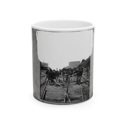 Atlanta, Georgia. Sherman's Men Tearing Up Railroad Track (U.S. Civil War) White Coffee Mug-11oz-Go Mug Yourself