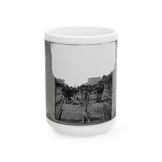 Atlanta, Georgia. Sherman's Men Tearing Up Railroad Track (U.S. Civil War) White Coffee Mug-15oz-Go Mug Yourself