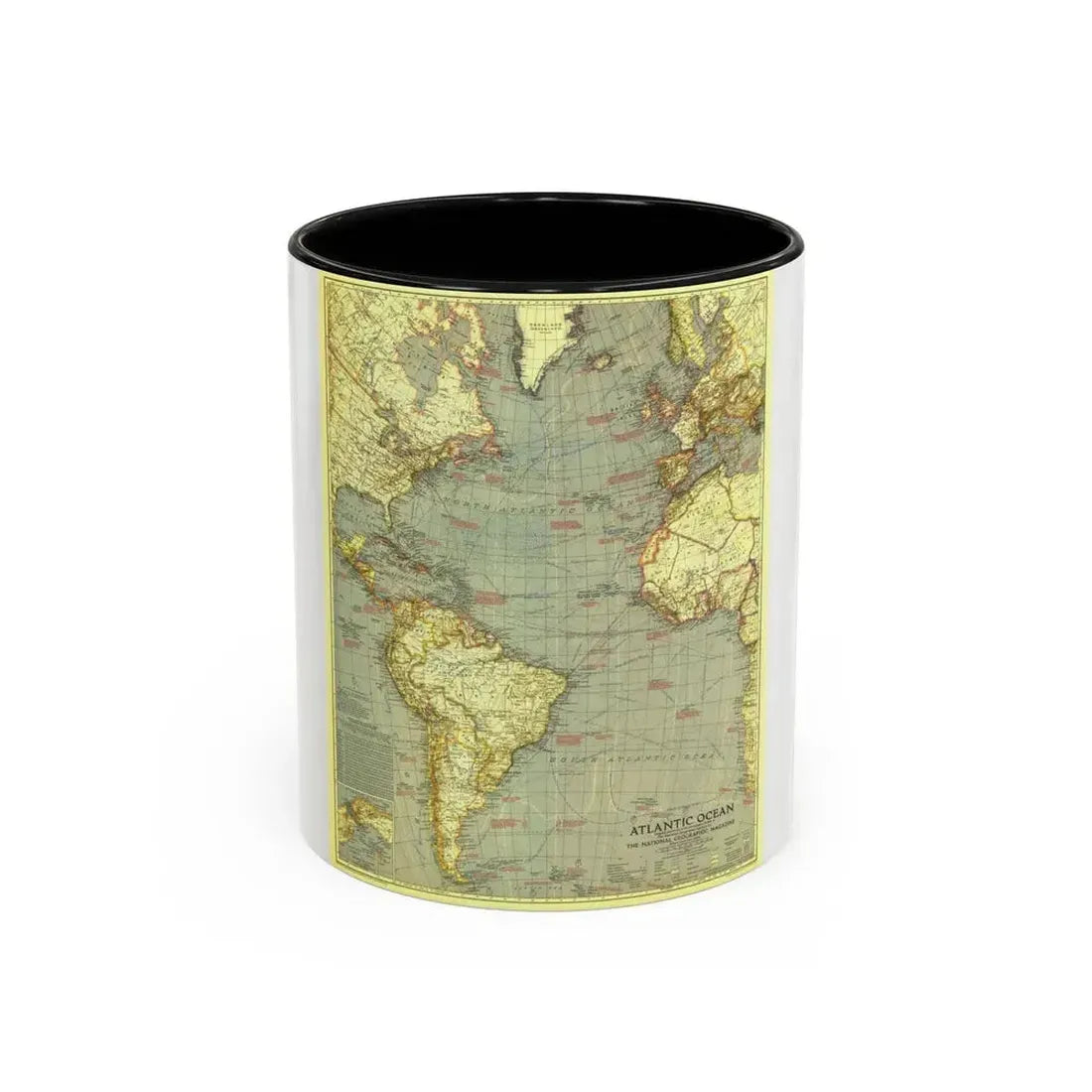 Atlantic Ocean (1939) (Map) Accent Coffee Mug 11oz Black - Go Mug Yourself
