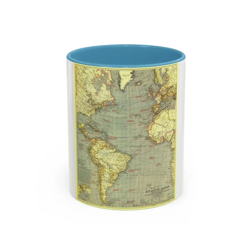 Atlantic Ocean (1939) (Map) Accent Coffee Mug 11oz Light Blue - Go Mug Yourself