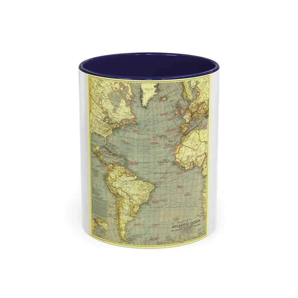 Atlantic Ocean (1939) (Map) Accent Coffee Mug 11oz Navy - Go Mug Yourself