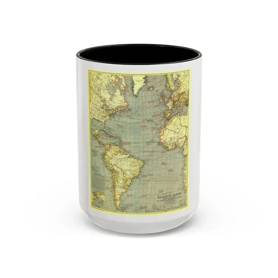 Atlantic Ocean (1939) (Map) Accent Coffee Mug 15oz Black - Go Mug Yourself