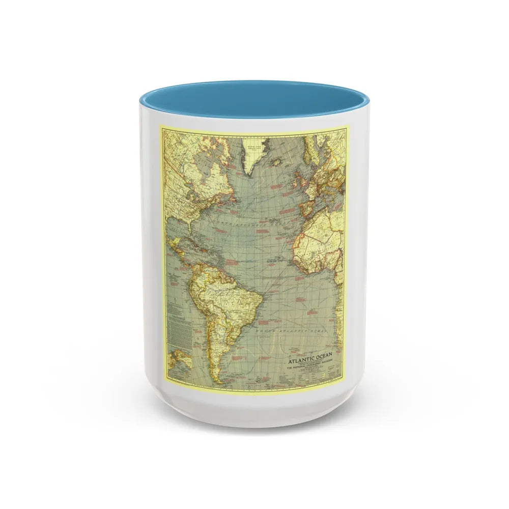 Atlantic Ocean (1939) (Map) Accent Coffee Mug-15oz-Light Blue-Go Mug Yourself