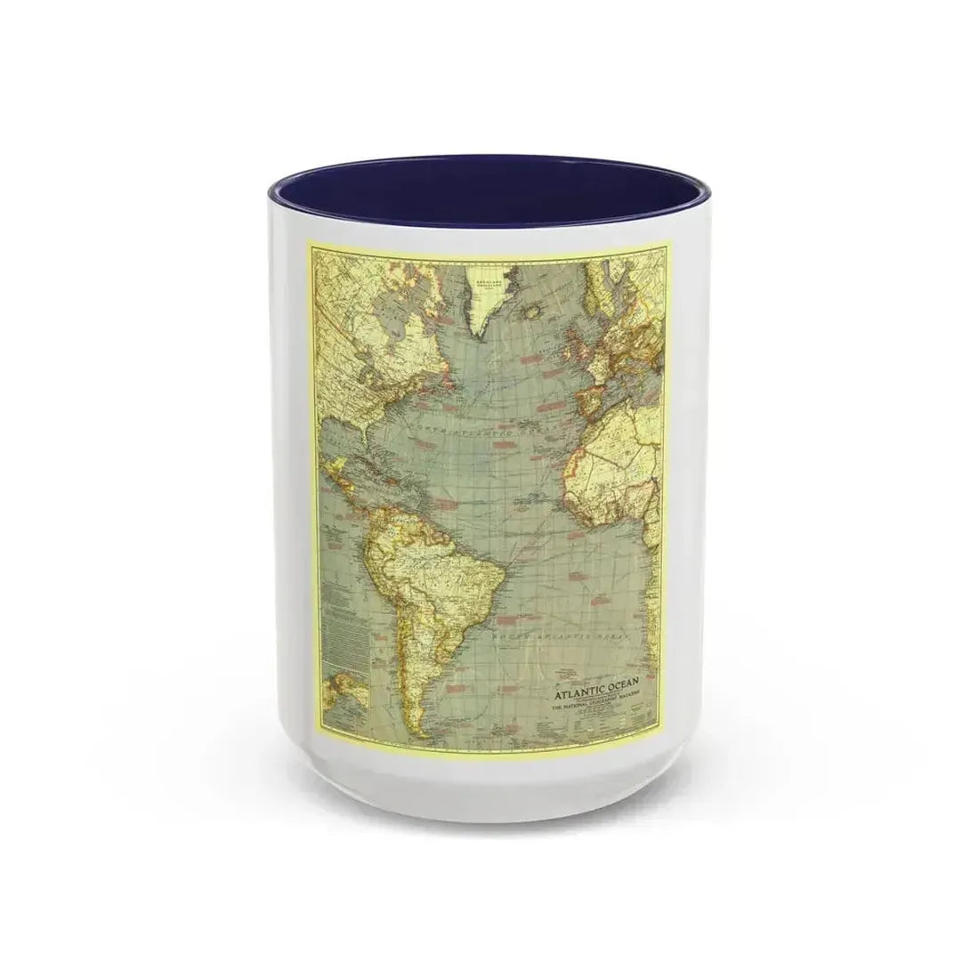 Atlantic Ocean (1939) (Map) Accent Coffee Mug 15oz Navy - Go Mug Yourself