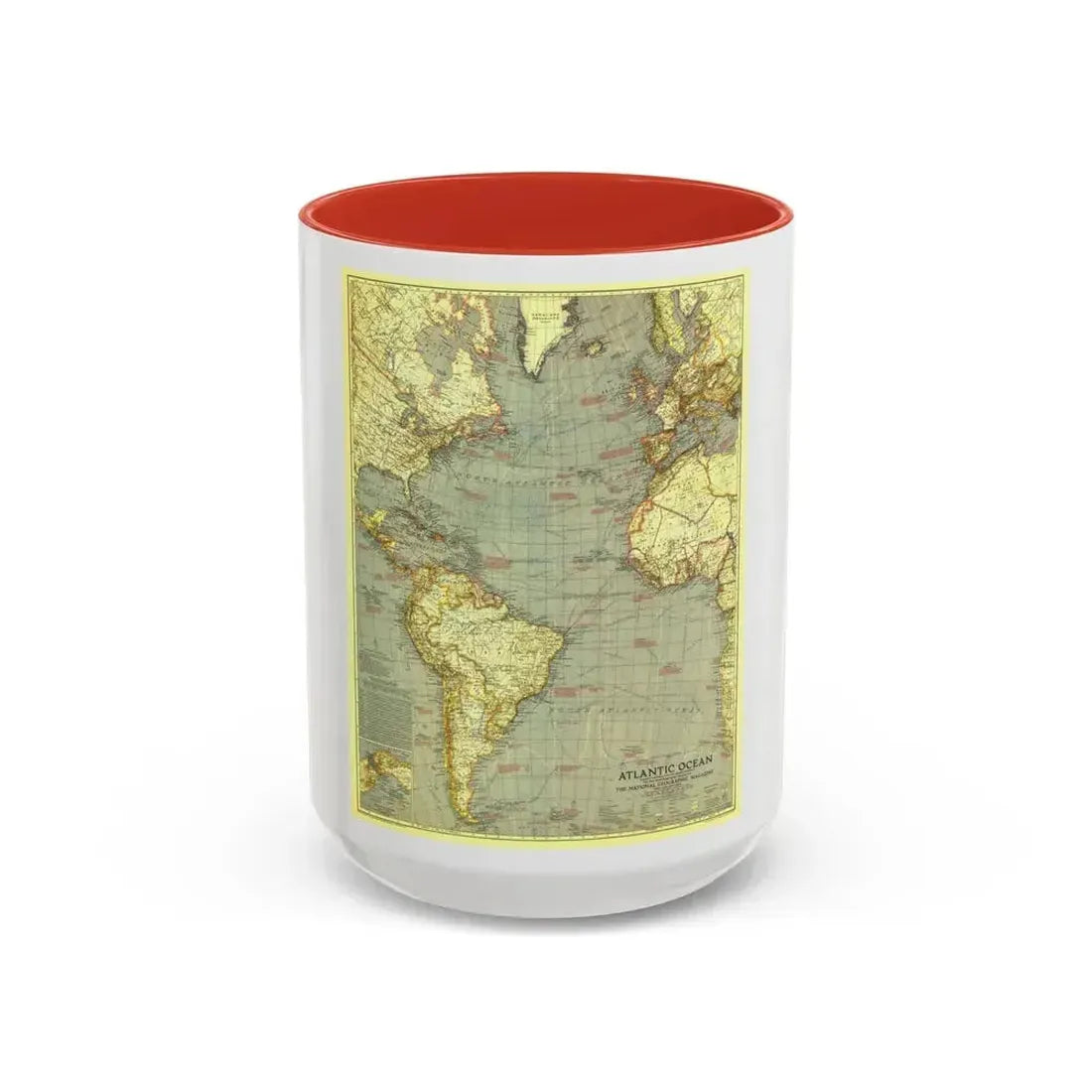 Atlantic Ocean (1939) (Map) Accent Coffee Mug 15oz Red - Go Mug Yourself
