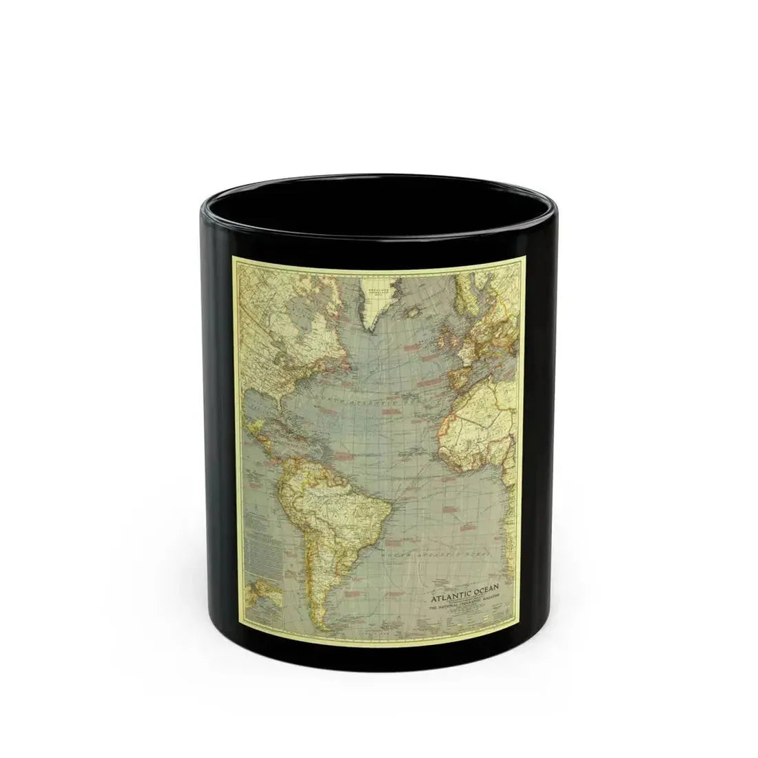 Atlantic Ocean (1939) (Map) Black Coffee Mug 11oz - Go Mug Yourself