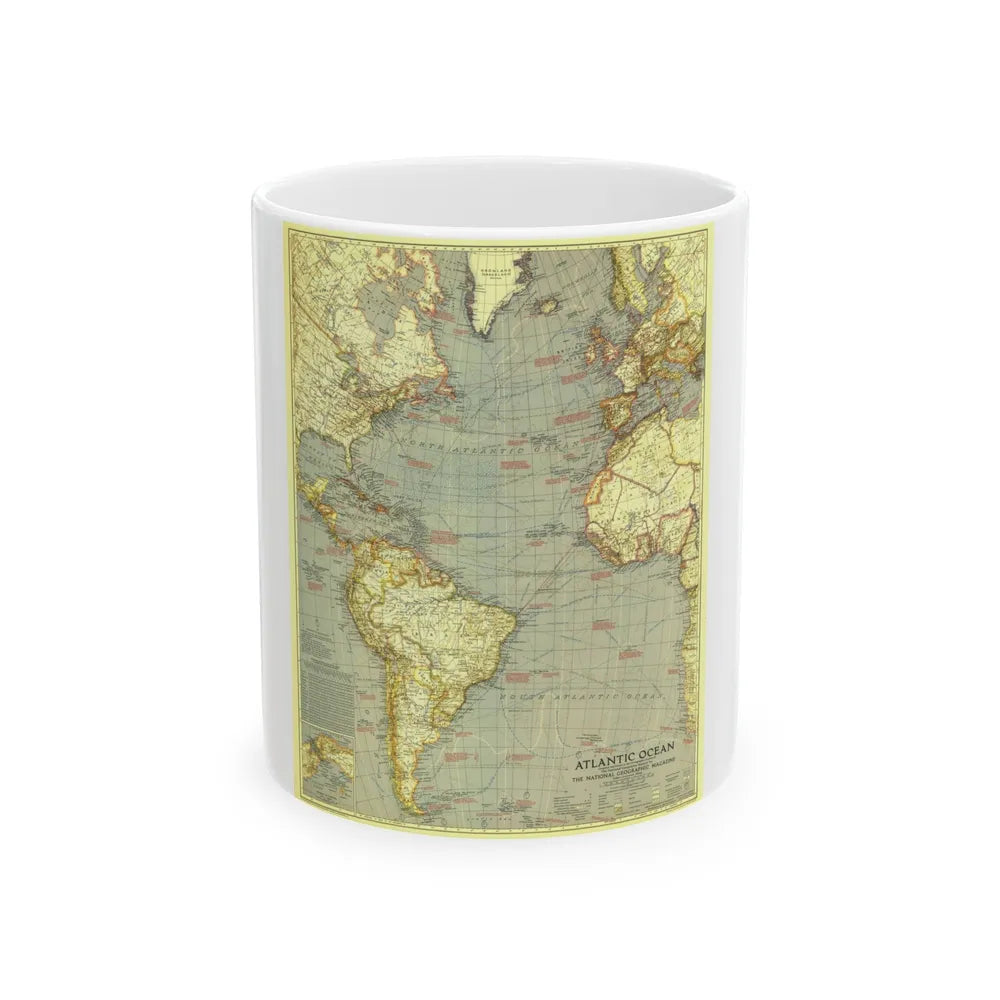 Atlantic Ocean (1939) (Map) White Coffee Mug-11oz-Go Mug Yourself